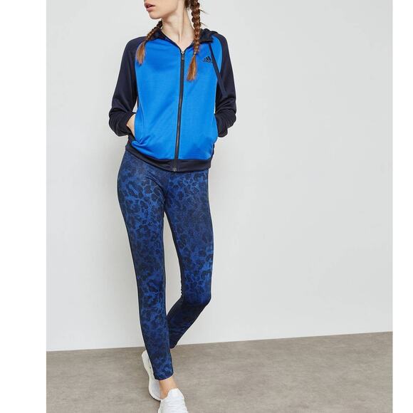 Adidas Performance Leggings Tights Navy Blue Animal Print Three Stripes Logo M - Picture 4 of 13